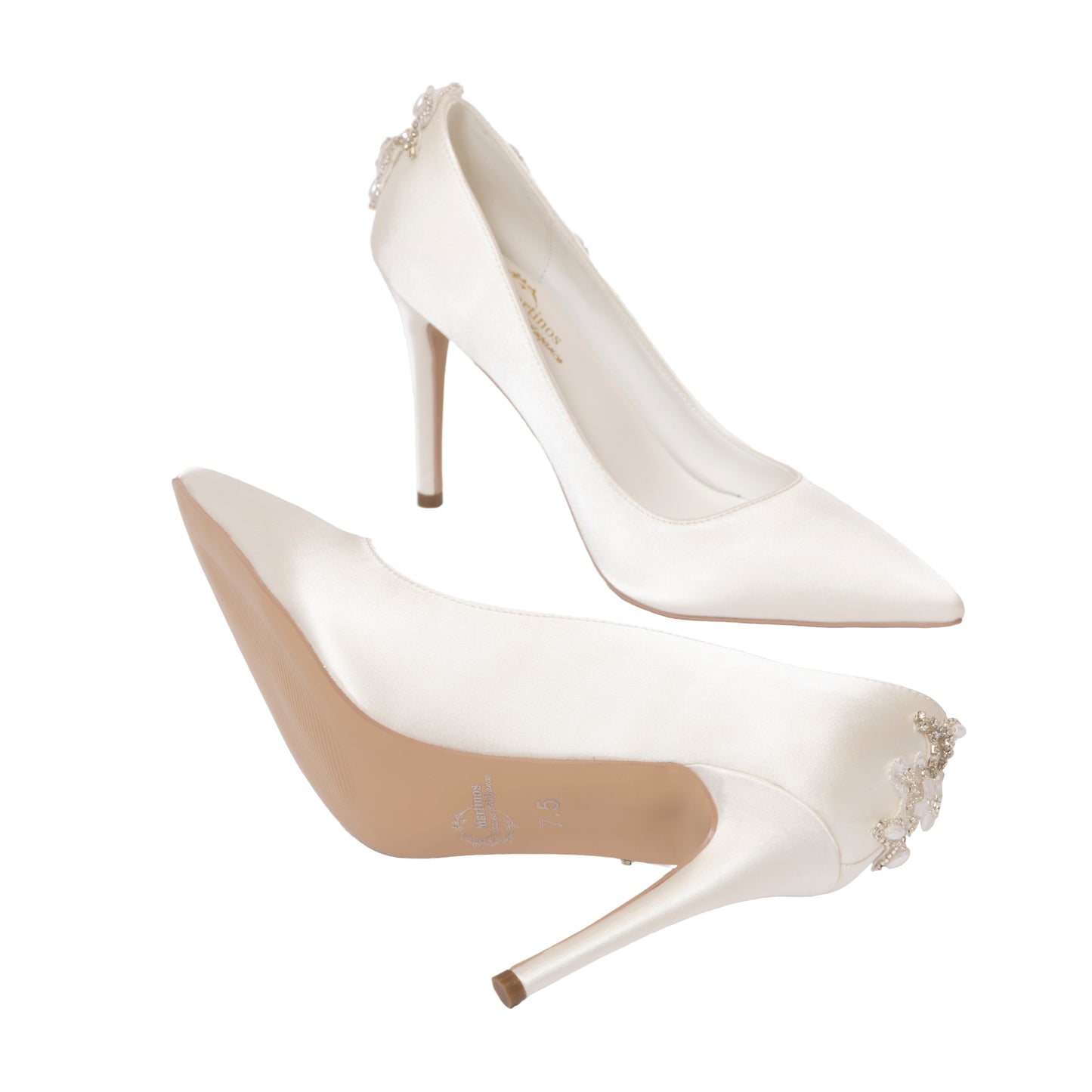 Martinos Bridal Shoes Erika (Embellished Satin Ivory Stiletto Pumps – Luxe Bridal Edition)