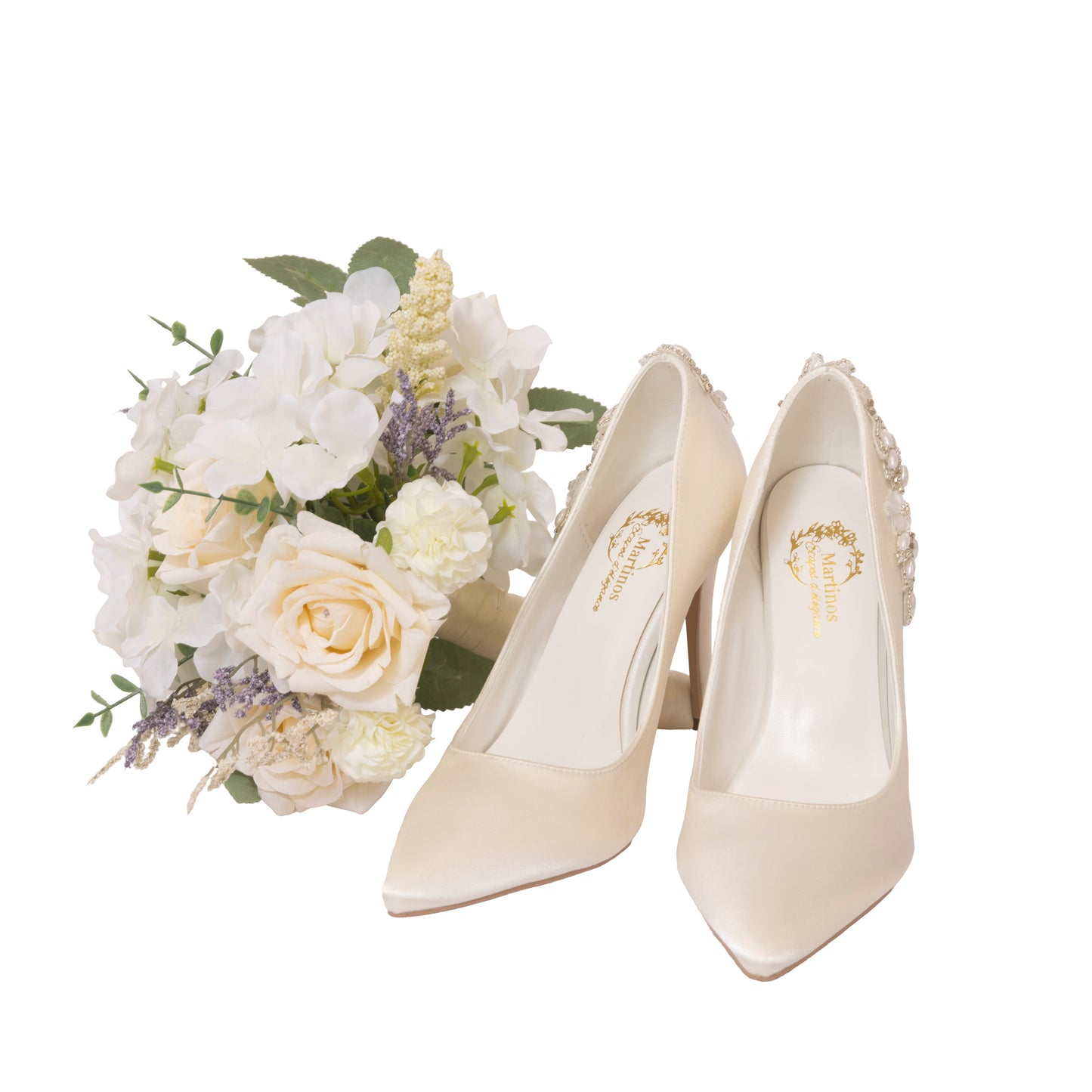 Martinos Bridal Shoes Erika (Embellished Satin Ivory Stiletto Pumps – Luxe Bridal Edition)